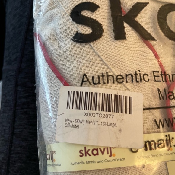 Skavij Men's Tunic Cotton Angrakha Kurta Pajama Party Dress Set Off-White - Picture 5 of 5